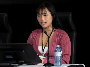 Zexi Li appears as a witness at the Public Order Emergency Commission, in Ottawa, on Friday, Oct. 14, 2022.