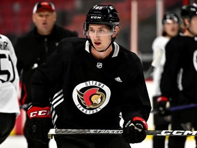 Files: The Ottawa Senators' Jake Sanderson said he was pretty calm earlier in the day, but expected the nerves to 'start popping up' as he got closer to making his NHL debut in Buffalo on Thursday night.