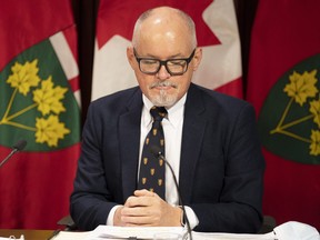 Ontario Chief Medical Officer Dr. Kieran Moore attends a press briefing at Queen's Park in Toronto, on Monday, Nov. 14, 2022.