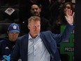 Daniel Alfredsson waves to fans prior to receiving his Hockey Hall of Fame jacket prior to the HHoF Legends Classic game at the Scotiabank Arena in Toronto, Nov. 13, 2022.