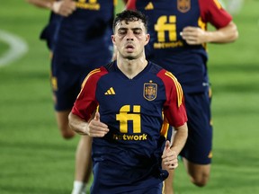 Spain's Pedri during training.