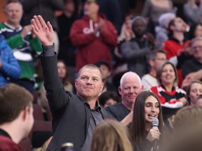 Ottawa Senators great Chris Neil salutes the fans after the club announced on Tuesday night that it would be retiring his No. 25 jersey. The ceremony will take place Feb. 17 at a home game against Chicago.