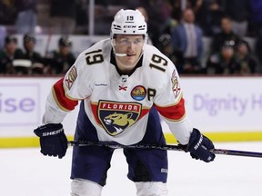 Panthers forward Matthew Tkachuk will have a hearing with the NHL following a high-sticking incident in a game against the Kings on Saturday, Nov. 5, 2022.