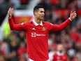 Premier League - Manchester United v Newcastle United - Old Trafford, Manchester, Britain - October 16, 2022 Manchester United's Cristiano Ronaldo reacts after a goal he scored is disallowed.