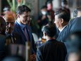 Prime Minister Justin Trudeau speaks with China's President Xi Jinping at the G20 Leaders' Summit in Bali, Indonesia, Tuesday, Nov. 15, 2022.