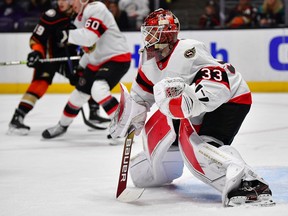 Senators goaltender Cam Talbot made 31 saves in Friday's victory against the Ducks.