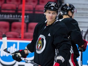 A 2019 file photo of defenceman Nikita Zaitsev, who has been assigned to Belleville of the American Hockey League by the Ottawa Senators.