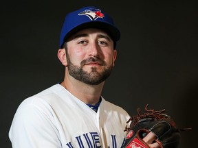 T.J. House #44 of the Toronto Blue Jays poses for a portait during a MLB photo day at Florida Auto Exchange Stadium on February 21, 2017 in Dunedin, Florida.