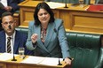 New Zealand Minister for Research, Science and Innovation, and Associate Minister of Health Ayesha Verrall speaks about the smokefree legislation at its 3rd reading at Parliament in Wellington on December 13, 2022.
