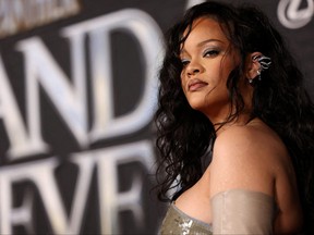 Singer Rihanna attends a premiere for the film Black Panther: Wakanda Forever in Los Angeles, Calif., Oct. 26, 2022.