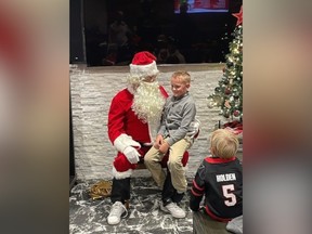 Ottawa Senators rookie centre Shane Pinto played the role of Santa Claus at the Christmas party for the players' children on Sunday afternoon.