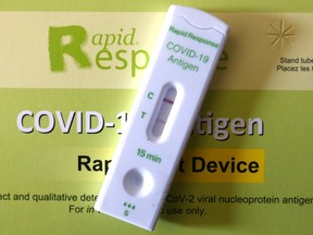 A positive result for an at home COVID-19 rapid test.