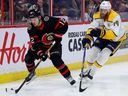 Alex DeBrincat skated on a line with Tim Stutzle and Brady Tkachuk during an early 2023 practice.