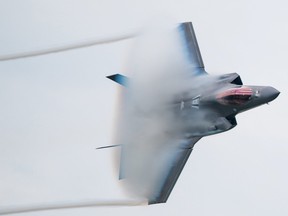 U.S. Air Force Captain Andrew "Dojo" Olson, F-35 Demo Team pilot and commander performs aerial maneuvers during the Aero Gatineau-Ottawa Airshow in Quebec, Canada, September 7, 2019.