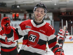 Ottawa 67’s forward Jack Beck has been out for 23 games due to injury. He returned to the lineup for last night’s game in Barrie against the Colts. Valerie Wutti photo