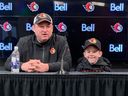 Daniel Maloney joined D.J. Smith for Wednesday's pre-game news conference, part of a full day when the Senators fulfilled his Make A Wish hope. Daniel, 7, had a kidney transplant last year. 