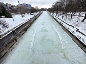 The Rideau Canal Skateway on a soggy day in February 2023.