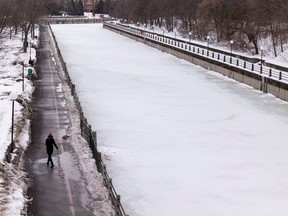 The Rideau Canal Skateway was soggy on Wednesday. It has not been opened for skating this season.