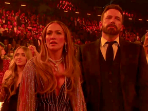 Jennifer Lopez and Ben Affleck at Sunday night's Grammy Awards.