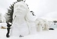 A media preview was held to view the Snowflake Kingdom Thursday at 250 rue Laurier in Gatineau. Preparations are still being made for opening day of Winterlude which is being held this weekend. Artist Reinaldo Nino, from Venezuela, works on a snow sculpture at Jacques-Cartier Park in Gatineau Thursday, Feb. 2, 2023.