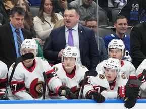 Ottawa Senators head coach DJ Smith, seen behind the bench in Toronto during the second game of the club's current four-game winning streak, said the team was grinding and having fun again.