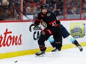 Ottawa Senators centre Mark Kastelic, who has been sidelined with a minor ailment recently, has four goals and five points in 43 games this season.
