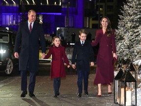 Prince William, Princess Charlotte, Prince George and Catherine, Princess Of Wales are photographed walking together Dec. 15, 2022.