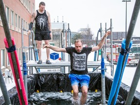 The Ottawa Police Service and its partners came together to host the chilly event that was a fundraiser in support of the Special Olympics. Kyle Brown (left) was doing the frigid plunge in a snowstorm to support of his good friend, Jason Hussak, the manager of community fundraising and sponsorship with Special Olympics Ontario.