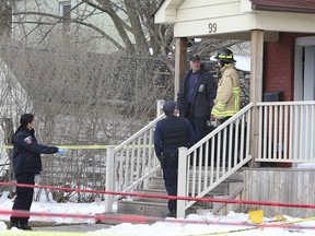 Mike Ross, an investigator with the Ontario Fire Marshal's office, is pictured at the scene of a "suspicious" house fire in Oshawa where a body was found on March 6, 2023.