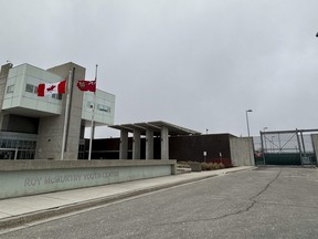 The front entranceway of the Roy McMurtry Youth Centre in Brampton on Wednesday, March 29, 2023.