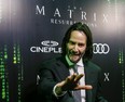 Keanu Reeves attends the Canadian premiere of The Matrix Resurrections on Dec. 16, 2021.