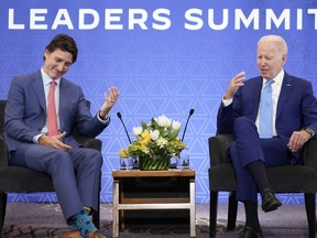 President Joe Biden meets with Canadian Prime Minister Justin Trudeau at the InterContinental Presidente Mexico City hotel in Mexico City, Tuesday, Jan. 10, 2023.