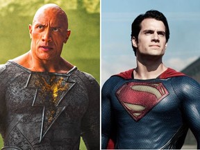 Dwayne Johnson as Black Adam and Henry Cavill as Superman.