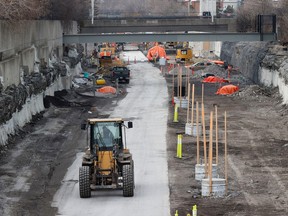 Stage 2 construction of the LRT near Scott Street in Ottawa on Wednesday.