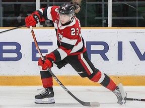 A file photo of Will Gerrior, who scored the victory-clinching goal in the shootout for the 67's against the Spirit on Saturday afternoon.