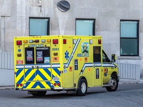 An ambulance nears a Montreal hospital.