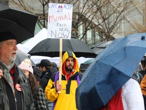 PSAC strikers on Elgin St in Ottawa, April 24, 2023.