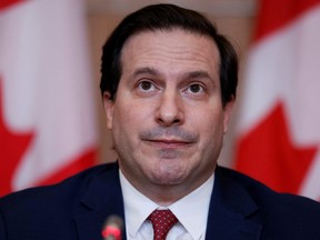Minister of Public Safety Marco Mendicino attends a news conference in Ottawa, Feb. 15, 2022.