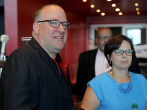 The Ottawa Senators' president of business operations, Anthony LeBlanc, seen alongside CFO Erin Crowe, says the sale of the club is a process that takes time, 'but it's going to be something that's very positive for the organization moving forward.'
