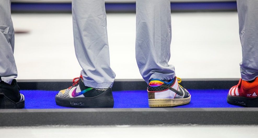 Members of the United States team wore their colourful curling shoes for the opening ceremony.