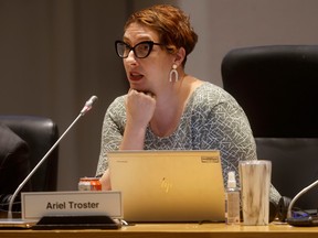 Ottawa city councillor Ariel Troster during the presentation of the new city budget for 2023 at Ottawa City Hall on Feb. 1, 2023.