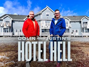 The network poster for ‘Colin and Justin’s Hotel Hell’, which airs on CBC Gem.
