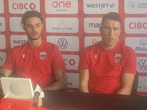 Atletico Ottawa announced they have signed midfielder Alberto Zapater (right) and forward Ruben del Campo (left) at a news conference Wednesday.