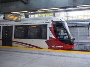 A file photo of a train on the Confederation Line LRT system.