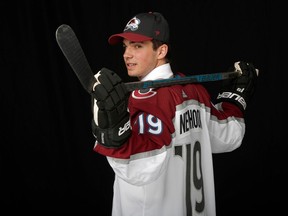 Alex Newhook poses for a portrait after being selected 16th overall by the Colorado Avalanche during the first round of the 2019 NHL Draft in Vancouver.
