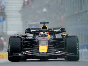 Red Bull Racing's Max Verstappen drives during the qualifying session for the 2023 Canada Formula One Grand Prix at Circuit Gilles-Villeneuve in Montreal, on June 17, 2023.