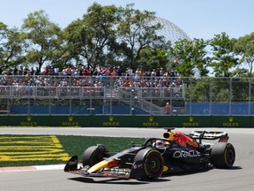 Red Bull Racing Max Verstappen of the Netherlands races during the Canadian Grand Prix in Montreal, Sunday, June 19, 2022. Formula One is back in Canada for a second consecutive year as the Canadian Grand Prix gets underway this week in Montreal.