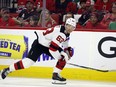 FILE - New Jersey Devils' Jesper Bratt (63) skates against the Carolina Hurricanes during the first period of Game 5 of an NHL hockey Stanley Cup second-round playoff series in Raleigh, N.C., Thursday, May 11, 2023. The New Jersey Devils locked up one of their talented young players on Thursday, June 15, signing Swedish forward Jesper Bratt to an eight-year, $63 million contract extension.