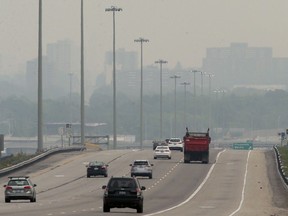 Smog from wildfire smoke hangs over Ottawa highway