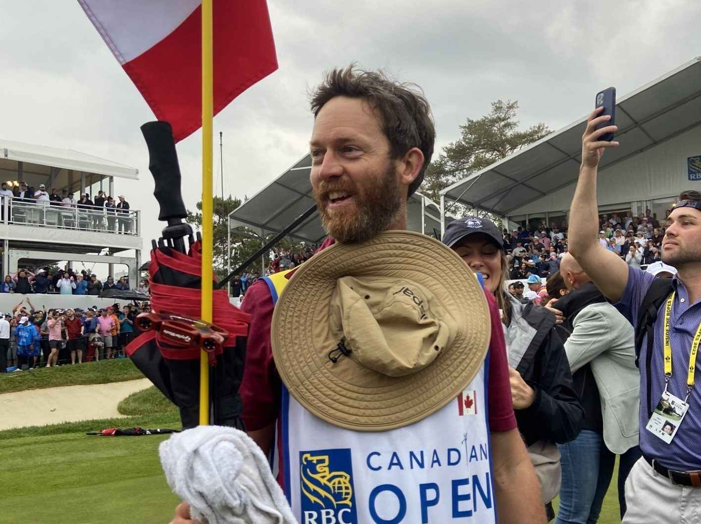 Caddie Dave Merkle savours Nick Taylor's RBC Canadian Open win on Sunday, June 11, 2023, at Oakdale Golf and Country Club in Toronto.
